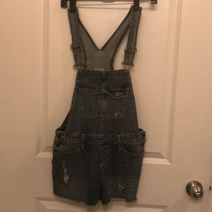 Denim shorts overalls